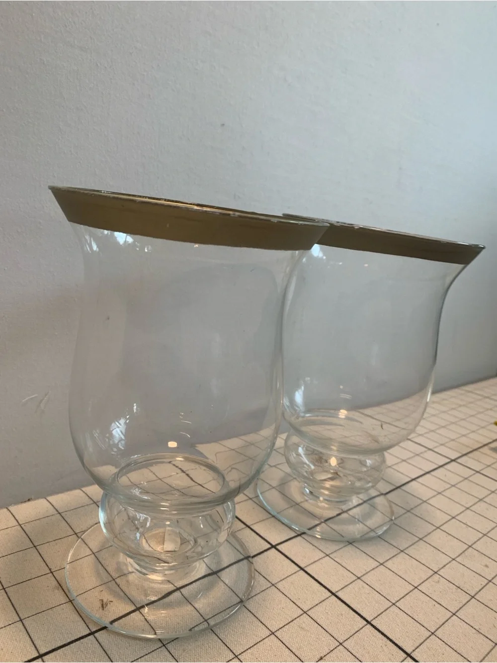 Set of 2 Vintage International Silver Company Hurricanes with Gold Rim